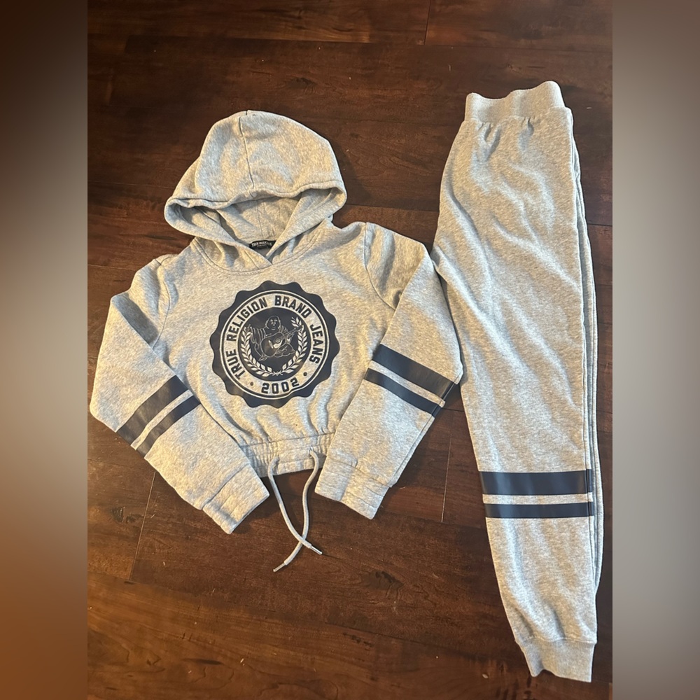 True Religion Gray Hoodie and Sweatpants Set